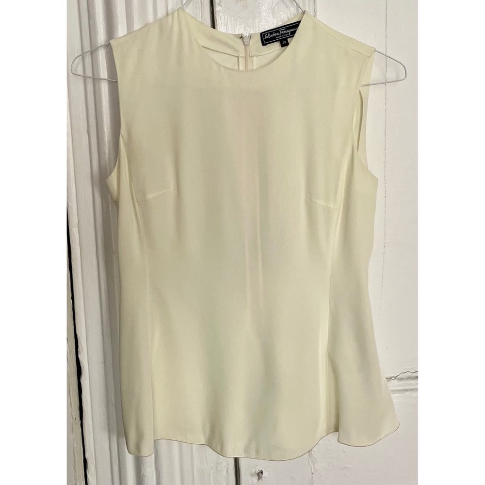 Salvatore Ferragamo Cream Peplum Top